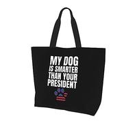 My Dog Is Smarter Than Your President - Bolso de lona ligero para mujer, reutilizable, color negro