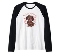 My Dog Therapy Dachshund Lover - Cita Divertida Camiseta Manga Raglan