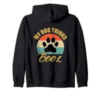My Dog Thinks I'm Cool Funny Dog Lover Retro Colores Sudadera con Capucha