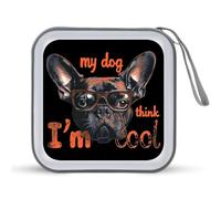 My Dog Thinks Im Cool Pet Parent Dog Lover - Funda protectora de plástico duro con cordón, organizador de almacenamiento portátil para el hogar, coche, 40 CD, Estilo:, Talla única