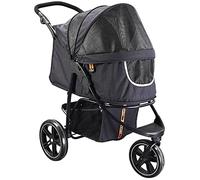 My Duque Cooper - Carrito de paseo para perros y mascotas de hasta 32 kg con cesta para la compra, fácil de plegar, asa de tacto suave ajustable en 3 posiciones, reflectante y de diseño moderno