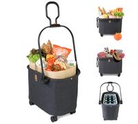 MY DUQUE Milo - Moderno Carro para la Compra con una Capacidad de hasta 15kg, fácil de Plegar, asa Flexible y de Doble articulación, Cesta para la Compra Flexible de tamaño XL para Cargar y Arrastrar