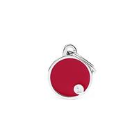 My Family Medalla para perro personalizada, círculo pequeño rojo, placa para perro con grabado libre, esmaltada a mano de metal, colección Basic Handmade