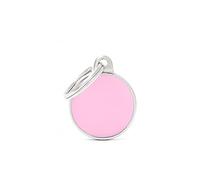 My Family Medalla para perro personalizada, con forma de círculo pequeño rosa, placa de perro con grabado gratis, esmaltada a mano de metal, colección básica hecha a mano, Metal, ninguna.