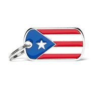 My Family Placa de Identificación para perro Made in Italy, Bandera de Puerto Rico, Colección flags, 40x22 mm
