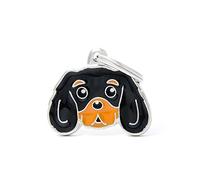 My Family Placa de Identificación para Perro Made in Italy, Cavalier King Focato Negro, colección Friends, 32x26 mm