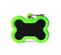 My Family Placa de Identificación para perro Made in Italy, hueso negro y verde, colección Hushtag