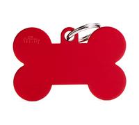 My Family Placa de Identificación Personalizada Para Perro Made in Italy, Hueso XL Rojo, Aluminio, Placa con Grabado Gratuito, Colección Basic, 48x31 mm