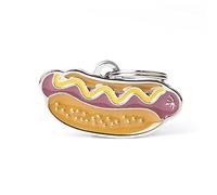 My Family Placa de Identificación Personalizada para Perro, Made in Italy, Perro Caliente, Grabada Gratis, Aluminio, Metal Esmaltado a Mano, Colección Food