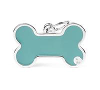 My Family Placa de Identificación personalizado para perro Made in Italy, azul claro hueso XL, Placa de identificación de Perro Grabada Gratis, metal esmaltado a mano, Colección Basic Handmade