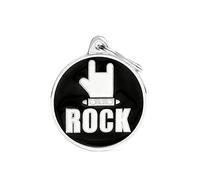 My Family Placa de Identificación personalizado para perro Made in Italy, Círculo Grande Rock, Placa de identificación de Perro Grabada Gratis, Metal Esmaltado a Mano, Colección de Charms