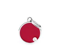 My Family Placa de Identificación personalizado para perro Made in Italy, círculo rojo, Placa de identificación de Perro Grabada Gratis, metal esmaltado a mano, Colección Basic Handmade