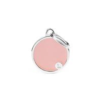 My Family Placa de Identificación personalizado para perro Made in Italy, Círculo rosa, Placa de identificación de Perro Grabada Gratis, Esmaltada a mano en metal, Colección Basic Handmade