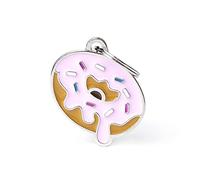 My Family Placa de Identificación personalizado para perro Made in Italy, Donut, Placa de identificación de Perro Grabada Gratis Aluminio, Metal Esmaltado a Mano, Colección Food