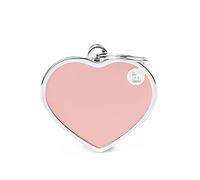 My Family Placa de Identificación personalizado para perro Made in Italy, Gran Corazón Rosa, Placa de identificación de Perro Grabada Gratis, Esmaltado a mano, Colección Basic Handmade