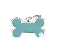 My Family Placa de Identificación personalizado para perro Made in Italy, Hueso Azul Grande, Placa de identificación de Perro Grabada Gratis, esmaltado a mano, Colección Basic Handmade