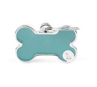 My Family Placa de Identificación personalizado para perro Made in Italy, Hueso Azul Pequeño, Placa de identificación de Perro Grabada Gratis, Metal esmaltado a mano, Colección Basic Handmade