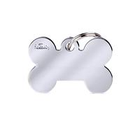 My Family Placa de Identificación personalizado para perro Made in Italy, Hueso Grande en Latón Cromado, Placa de identificación de Perro Grabada Gratis, Aluminio, Colección Basic, 38x25 mm