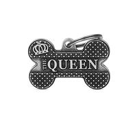 My Family Placa de Identificación personalizado para perro Made in Italy, Hueso Grande "The Queen", Placa de identificación de Perro Grabada Gratis, Plata Antigua, Colección Bronx