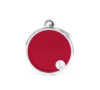 My Family Placa de Identificación personalizado para perro Made in Italy, Hueso Rojo Grande, Placa de identificación de Perro Grabada Gratis, Metal esmaltado a mano, Colección Basic Handmade