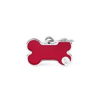 My Family Placa de Identificación personalizado para perro Made in Italy, Hueso Rojo Pequeño, Placa de identificación de Perro Grabada Gratis, Metal esmaltado a mano, Colección Basic Handmade