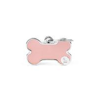 My Family Placa de Identificación personalizado para perro Made in Italy, Hueso Rosa Pequeño, Placa de identificación de Perro Grabada Gratis, Metal esmaltado a mano, Colección Basic Handmade