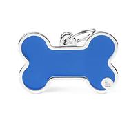 My Family Placa de Identificación personalizado para perro Made in Italy, Hueso XL Azul, Placa de identificación de Perro Grabada Gratis, Metal esmaltado a mano, Colección Basic Handmade