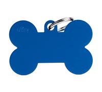 My Family Placa de Identificación Personalizado para Perro Made in Italy, Hueso XL Azul, Placa de identificación de Perro Grabada Gratis, Aluminio, Colección Basic, 48x31 mm