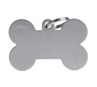 My Family Placa de Identificación para perro Made in Italy, Hueso XL Gris, Aluminio, Colección Basic, 48x31 mm