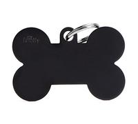 My Family Placa de Identificación personalizado para perro Made in Italy, Hueso XL Negro, Placa de identificación de Perro Grabada Gratis, Colección Basic, 48x31 mm