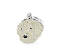 My Family Placa de Identificación personalizado para perro Made in Italy, Lagotto Romagnolo Crema, Placa de identificación de Perro Grabada Gratis, Esmaltada a mano en metal, Colección Friends, 27x30 mm
