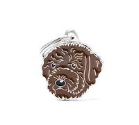 My Family Placa de Identificación personalizado para perro Made in Italy, Lagotto Romagnolo Marrón, Placa de identificación de Perro Grabada Gratis, Esmaltada a mano en metal, Colección Friends, 27x30 mm
