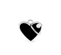 My Family Placa de Identificación personalizado para perro Made in Italy, Pequeño Corazón Negro, Placa de identificación de Perro Grabada Gratis, esmaltado a mano, Colección Basic Handmade