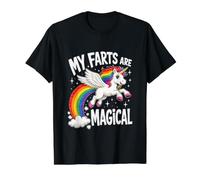 My Farts Are Magical, Divertida Broma de Unicornio con Meme arcoíris Camiseta gráfica económica, Hombre, Negro, S