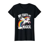 My Farts Are Magical, Divertida Broma de Unicornio con Meme arcoíris Camiseta gráfica económica, Mujer, Negro, L