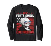 My Farts Smell Like Freedom 4th of July George Washington Manga Larga