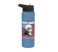 My Farts Smell Like Freedom 4th Of July George Washington Stainless Steel Insulated Water Bottle