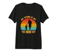 My Father Is My Hero Retro Vintage Dad and Son Día del Padre Camiseta Premium