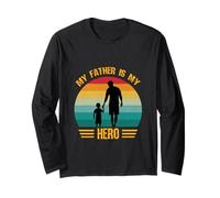 My Father Is My Hero Retro Vintage Dad and Son Día del Padre Manga Larga