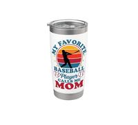 My Favorite Baseball Player Calls Me Mom Vaso térmico de acero inoxidable de doble pared