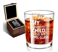 My Favorite Child Gave Me This Glass, vaso de whisky en valiosa caja de madera, vaso de whisky de 12 onzas para papá, vaso escocés novedoso de hijo en Navidad Día del Padre