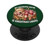 My Favorite Color Is Christmas Lights Golden Retriever Dog PopSockets PopGrip Adhesivo
