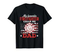 My Favorite Firefighter Calls Me Dad Bandera de Estados Unidos Día del Padre Camiseta