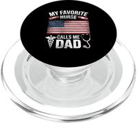 My Favorite Nurse Calls Me Dad Fathers Day American Flag PopSockets PopGrip para MagSafe