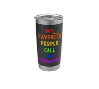 My Favorite People Call Me Care Giver Mujeres Diversión Hombres Rainbow Vaso térmico de acero inoxidable de doble pared