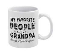 My Favorite People Call Me Grandpa-1 - Taza de café de cerámica blanca de 11 onzas, taza de té impresa de doble cara con mango ergonómico en C, vasos de porcelana de fondo grueso para el hogar