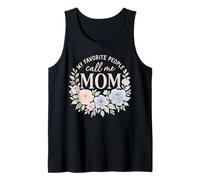My Favorite People Call Me Mom Arte Floral Día de la Madre Camiseta sin Mangas