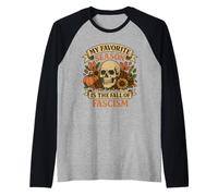 My Favorite Season Is The Fall of Fascism Skull Pumpkin Camiseta Manga Raglan