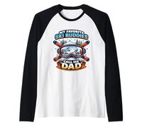 My Favorite Ski Buddies Call Me Dad Día del Padre Esquiando Papa Camiseta Manga Raglan