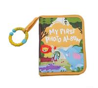 My First Baby - Álbum de fotos con etiquetas interactivas para el aprendizaje temprano, tela suave para recién nacidos y bebés, libro de recuerdos compacto de poliéster de 14 x 18 cm para fotos